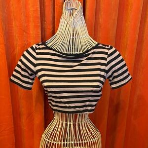 Deadly Dames Striped Black and Tan Crop Top